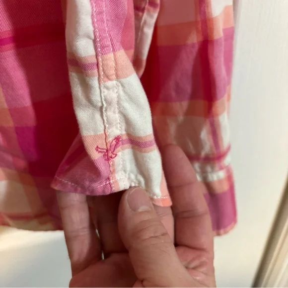American Eagle Outfitters LS Button M Shirt Pink Plaid Favorite Fit women’s - Picture 2 of 9